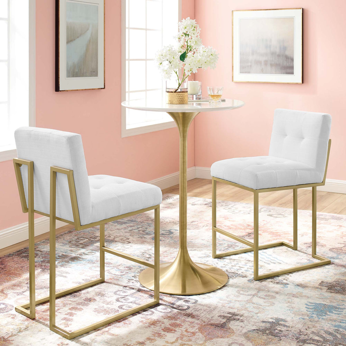 Privy Upholstered Fabric Counter Stool Set of 2