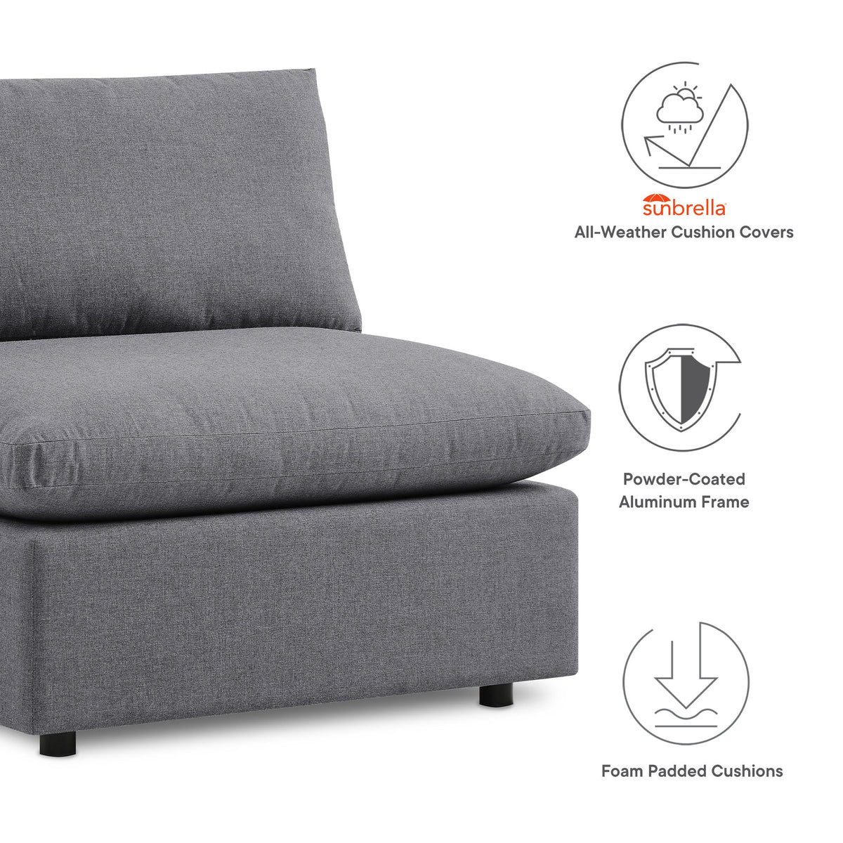 Commix 5-Piece Sunbrella® Outdoor Patio Sectional Sofa - view 18