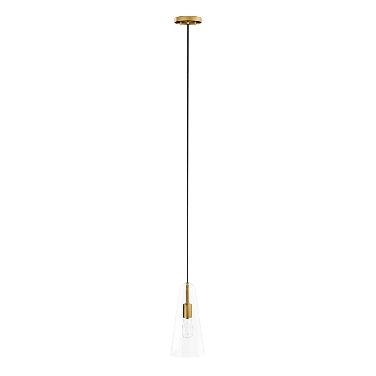 Beacon 1-Light Pendant Light, Clear Satin Brass - view 1