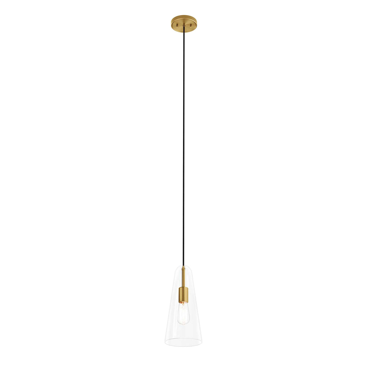 Beacon 1-Light Pendant Light, Clear Satin Brass - view 2