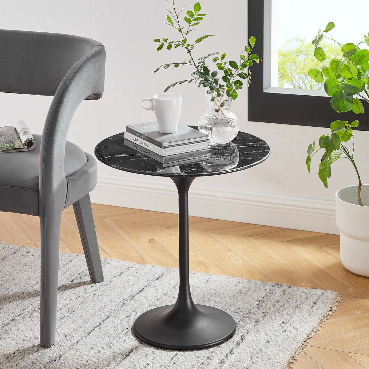Lippa Round Artificial Marble Side Table - view 41