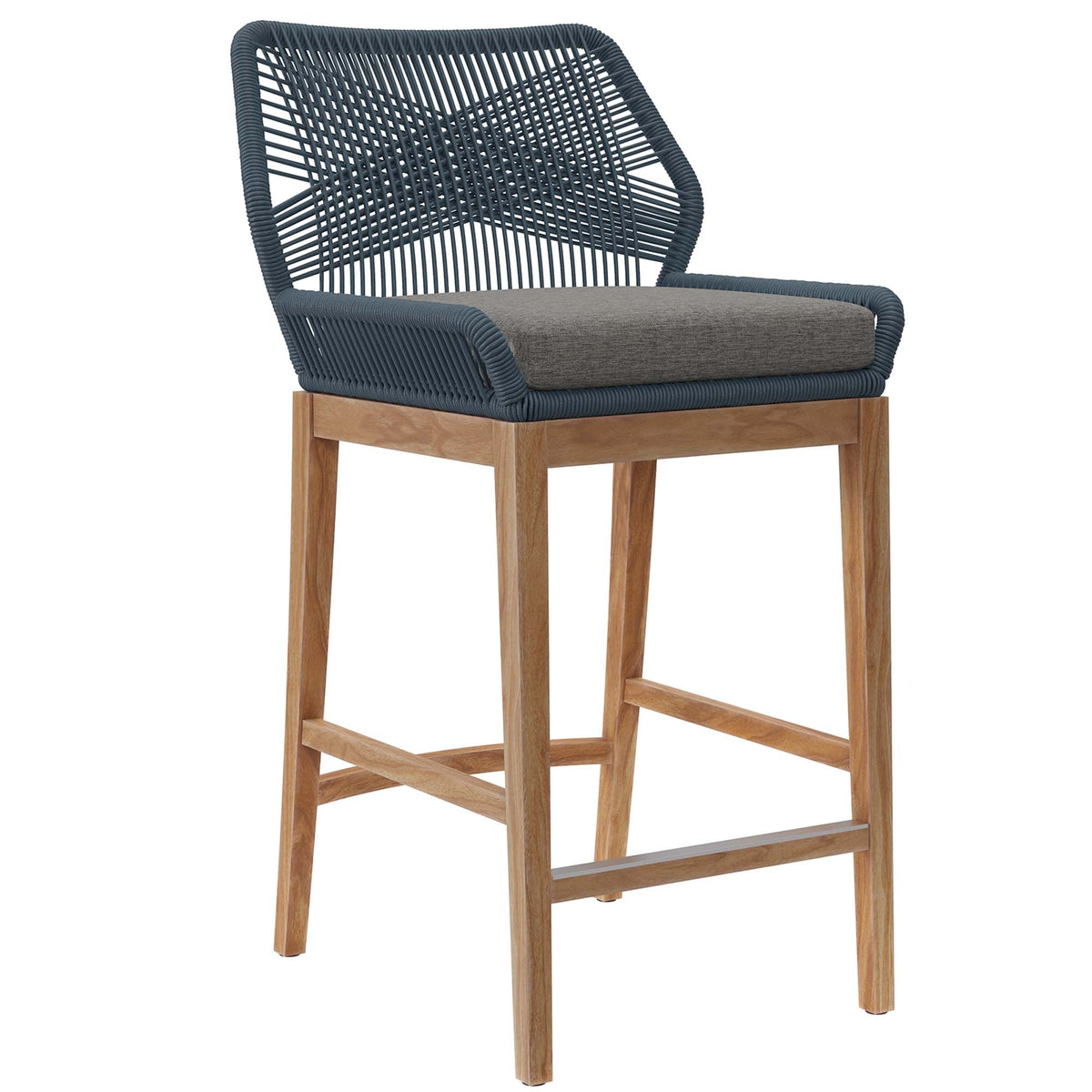 Wellspring Outdoor Patio Teak Wood Bar Stool - view 1