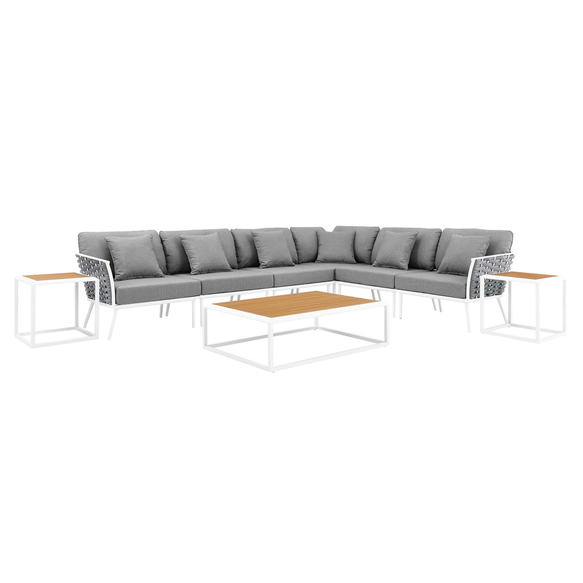 Stance 9 Piece Aluminum Outdoor Patio Aluminum Sectional Sofa Set - view 1