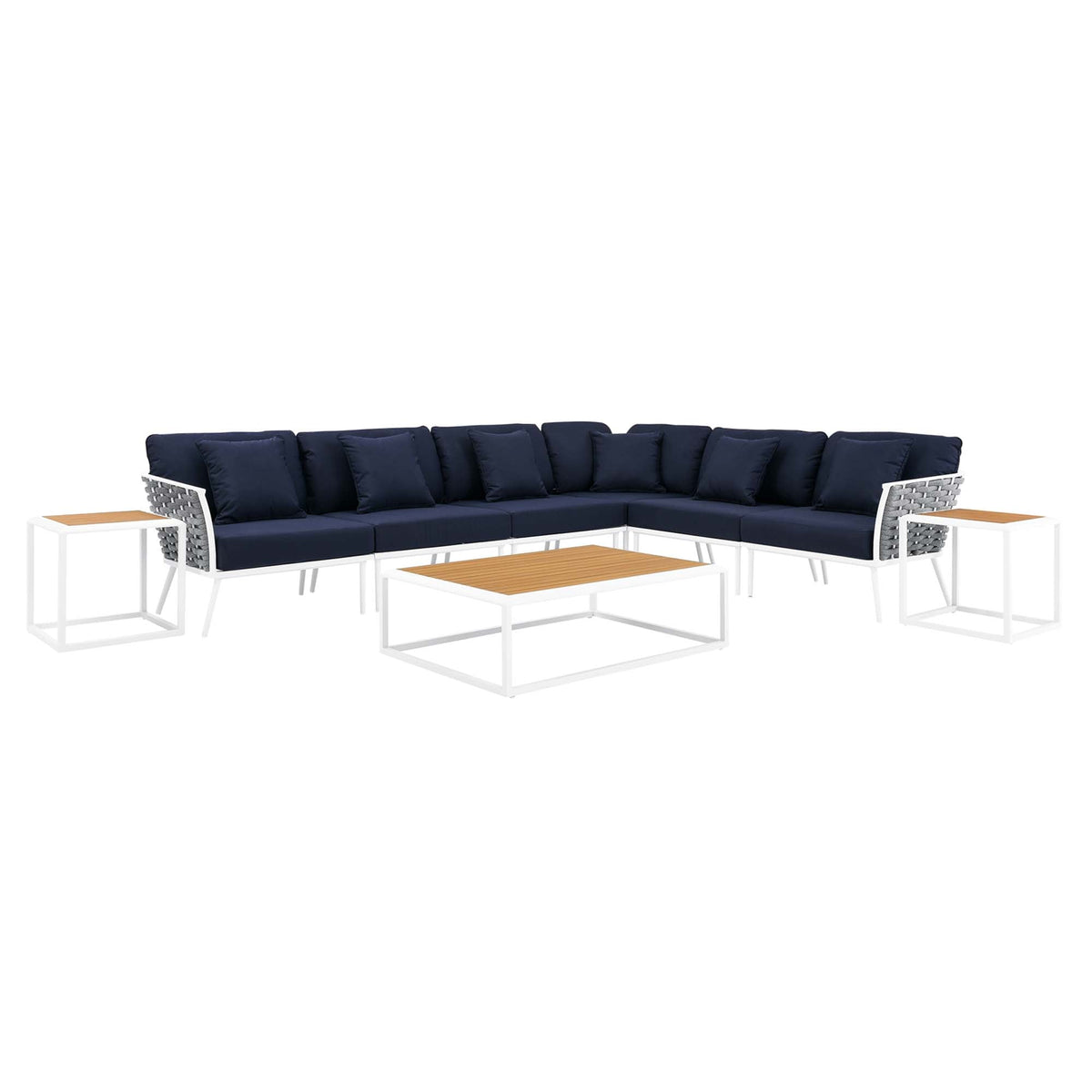 Stance 9 Piece Aluminum Outdoor Patio Aluminum Sectional Sofa Set - view 2