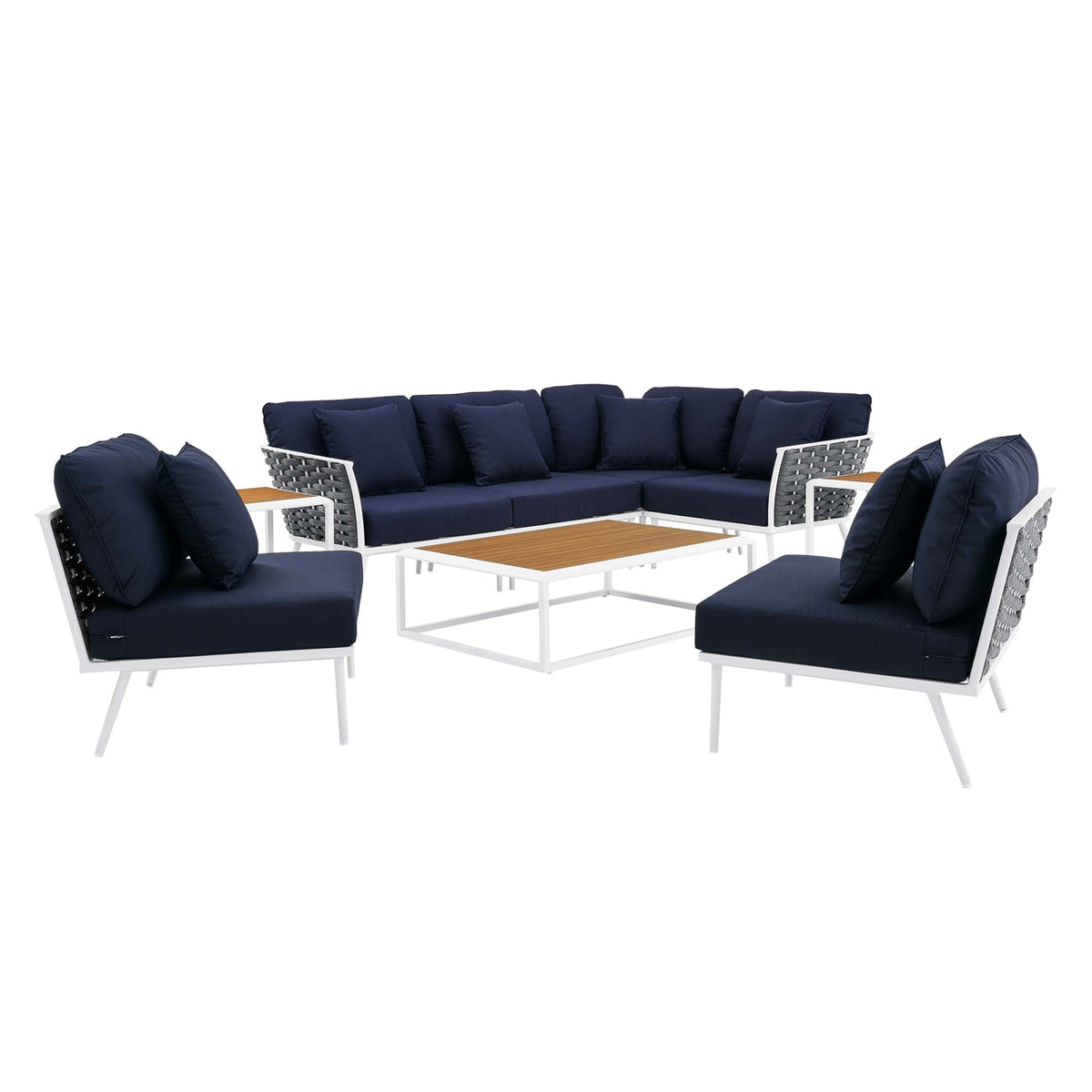 Stance 9 Piece Aluminum Outdoor Patio Aluminum Sectional Sofa Set - view 4