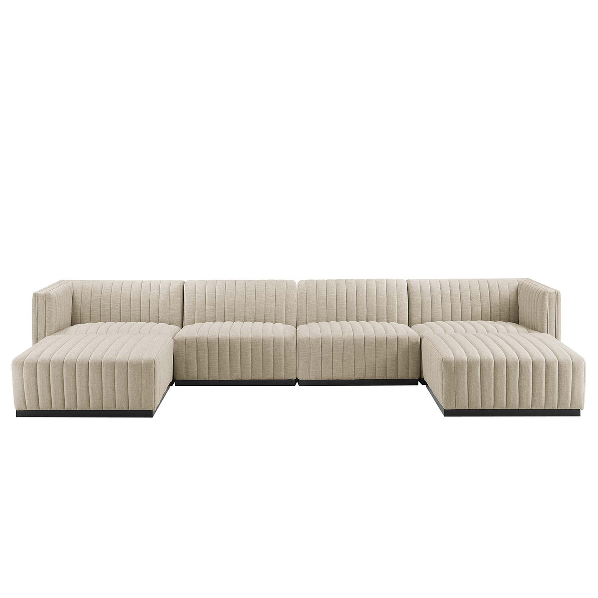 Conjure 6-Piece Channel Tufted Upholstered Fabric Sectional Sofa