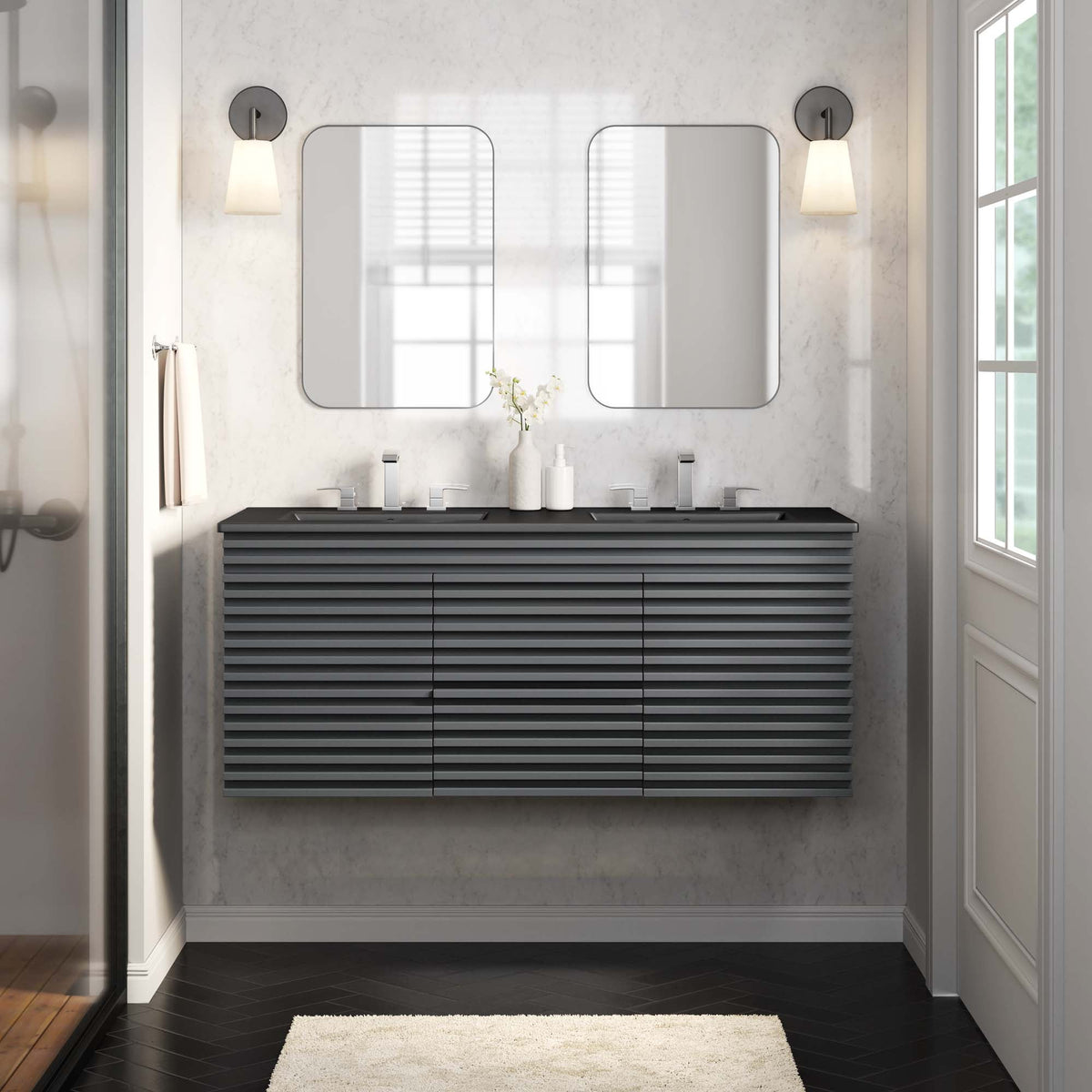 Render 48" Wall-Mount Bathroom Vanity Basin Included