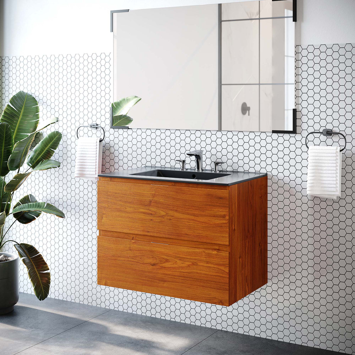 Scenic Wall-Mount Bathroom Vanity Basin Included