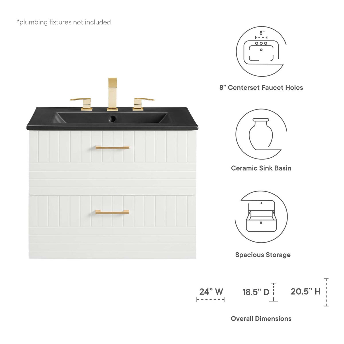 Daybreak Wall-Mount Bathroom Vanity Basin Included