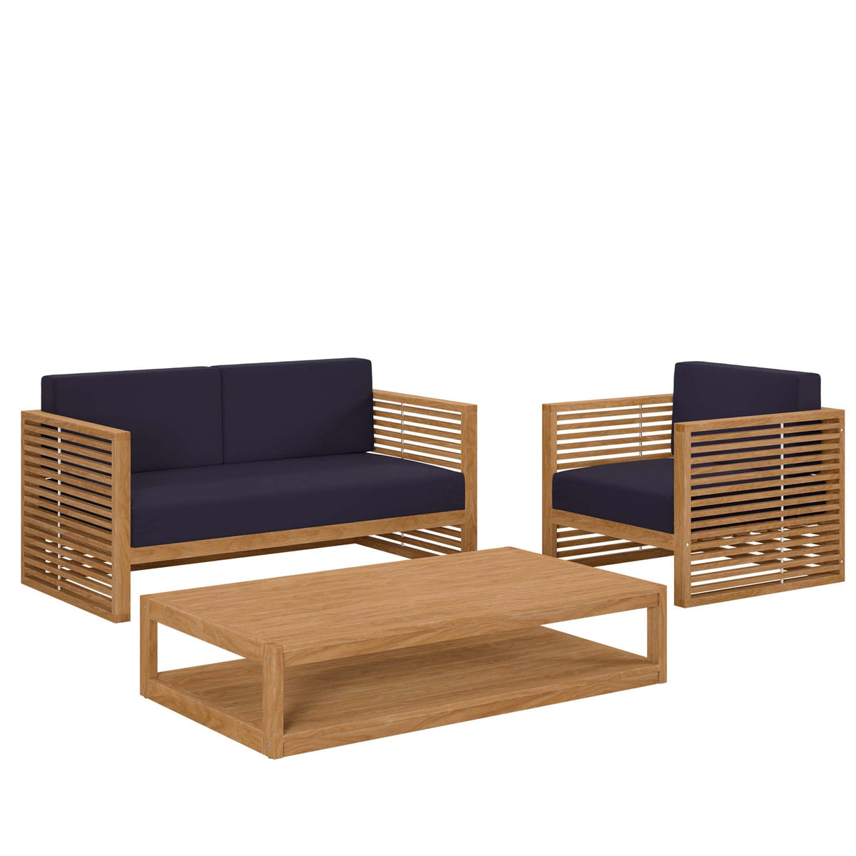 Carlsbad 3-Piece Teak Wood Outdoor Patio Outdoor Patio Set - view 2