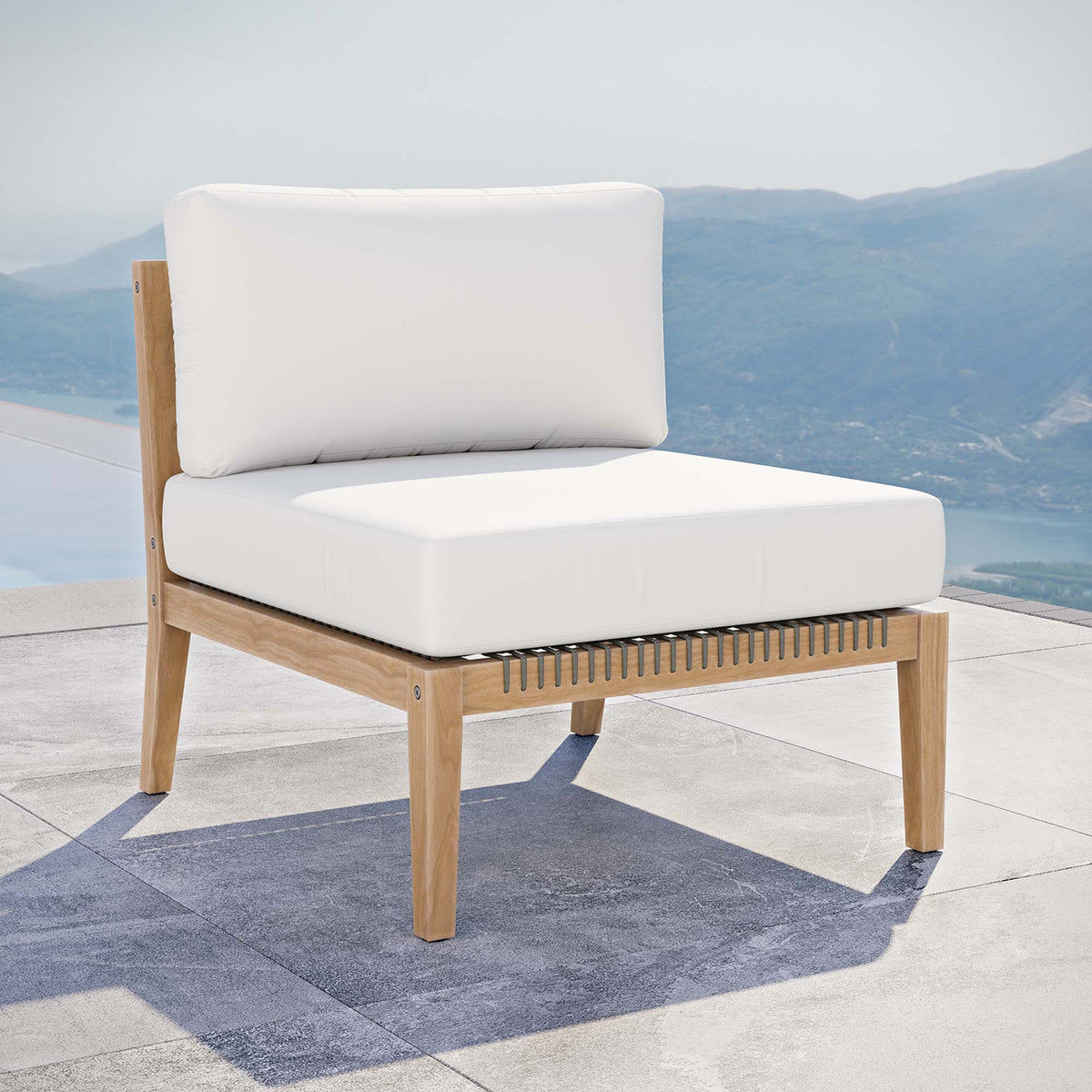 Clearwater Outdoor Patio Teak Wood Armless Chair - view 28