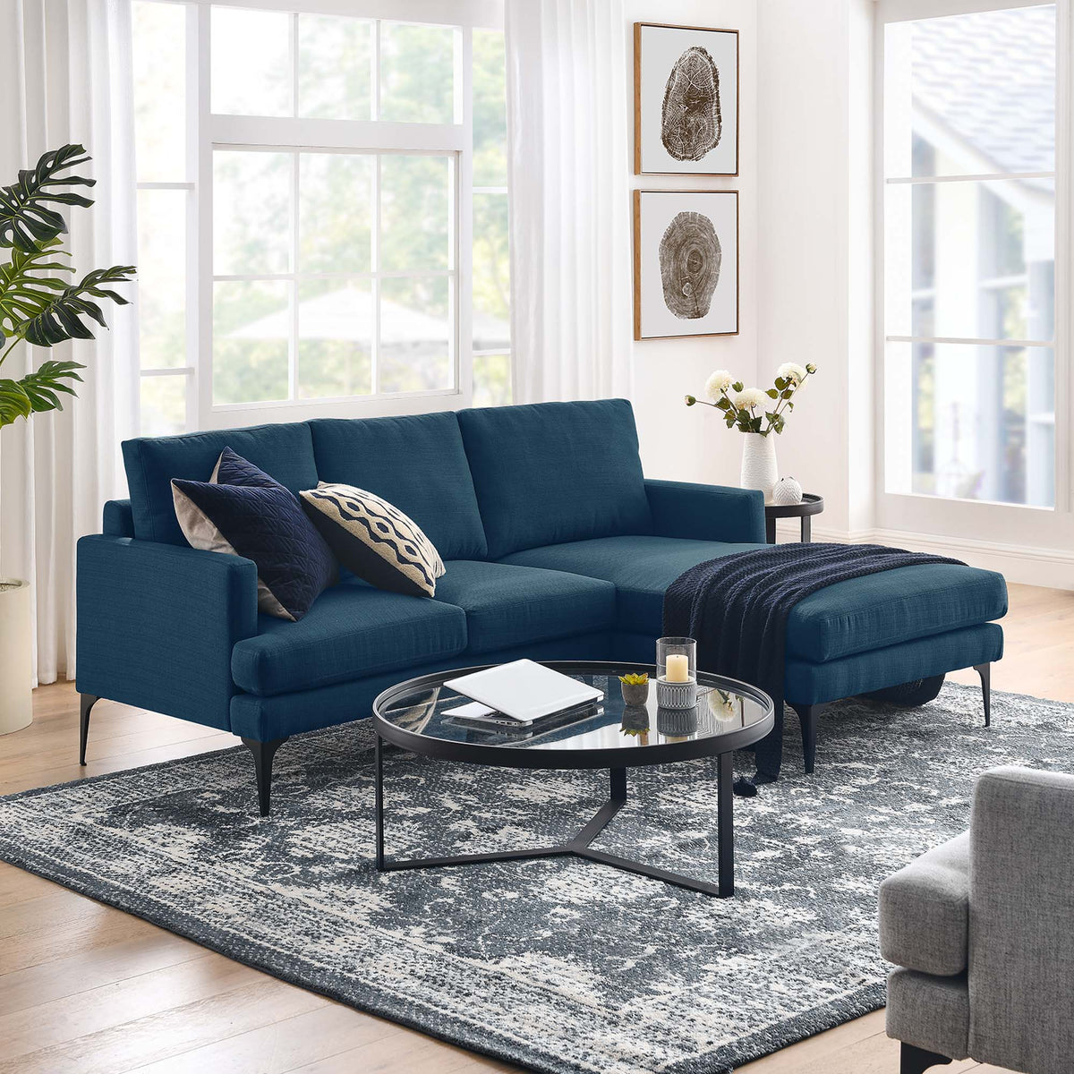Evermore Right-Facing Upholstered Fabric Sectional Sofa - view 29