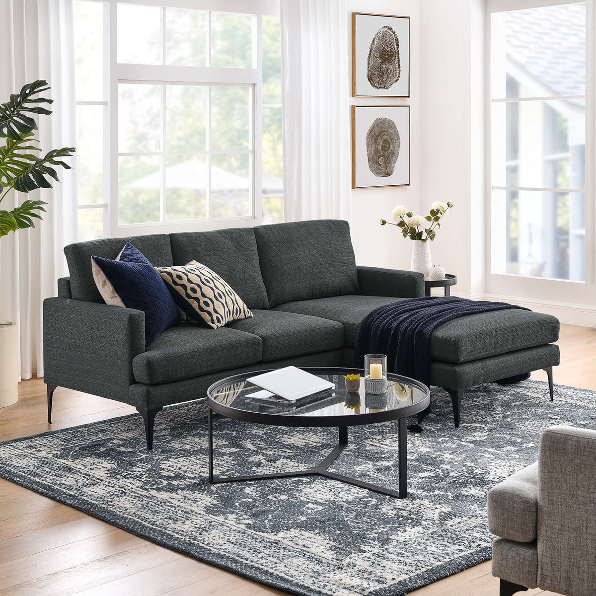 Evermore Right-Facing Upholstered Fabric Sectional Sofa - view 31