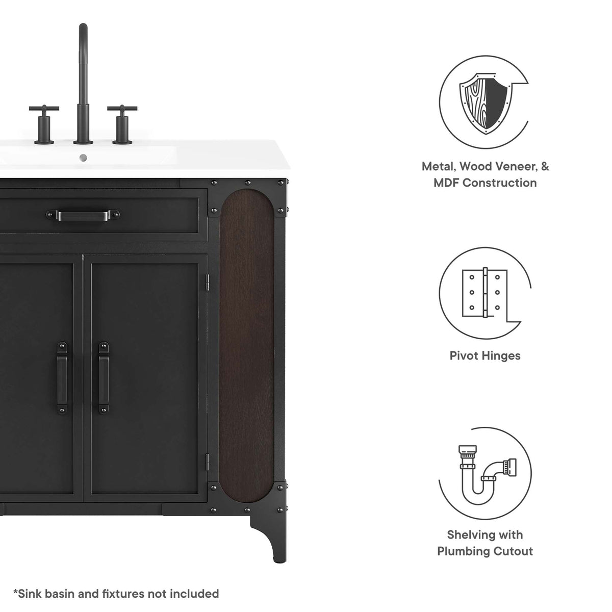 Steamforge Bathroom Cabinet Basin Not Included