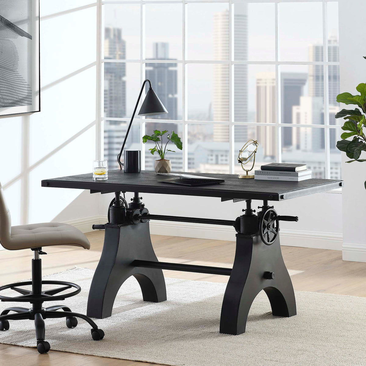 Genuine 60" Crank Adjustable Height Dining Table and Computer Desk - view 10