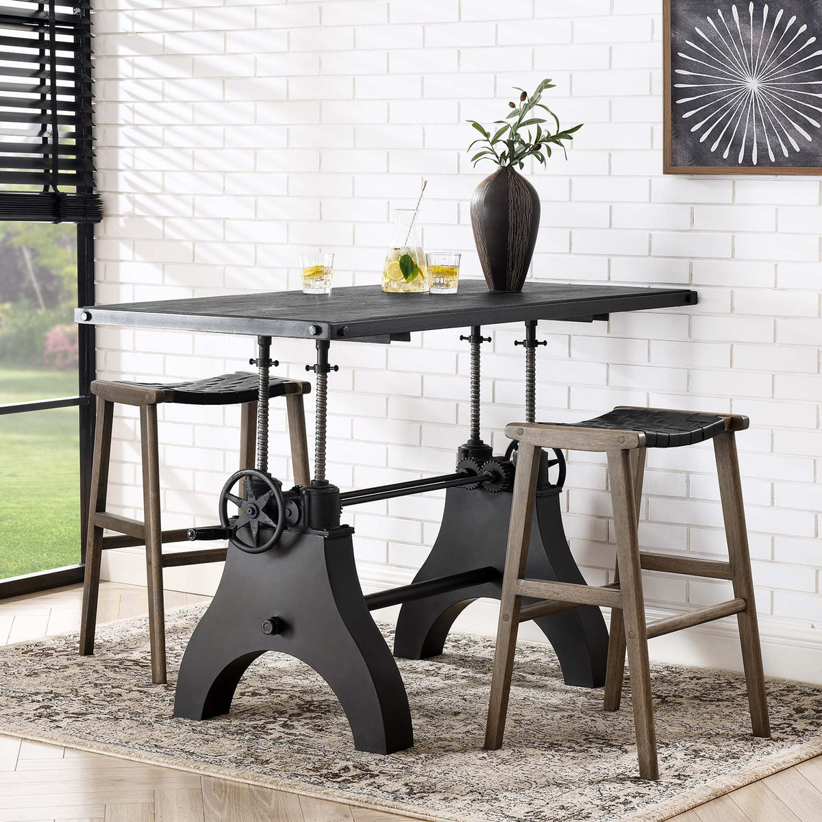 Genuine 60" Crank Adjustable Height Dining Table and Computer Desk - view 11
