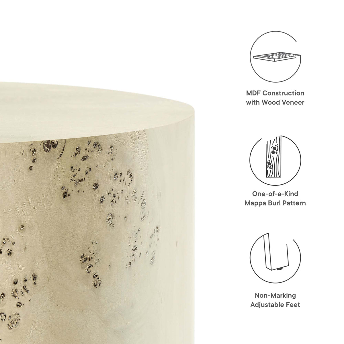Cosmos 16" Round Burl Wood Side Table