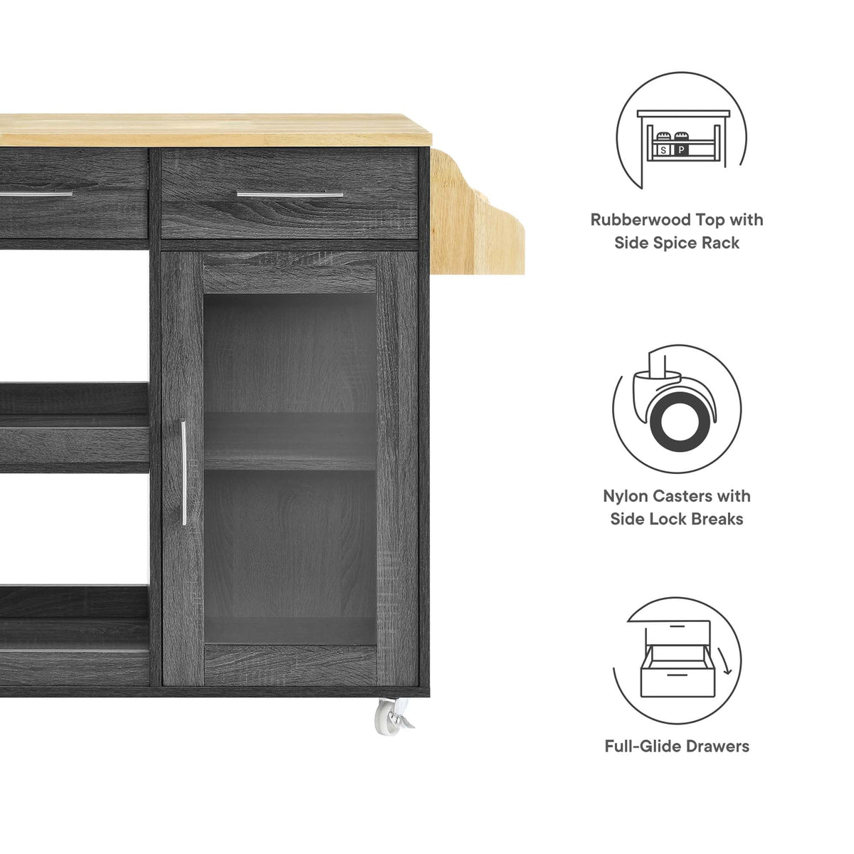 Culinary Kitchen Cart With Spice Rack - view 39
