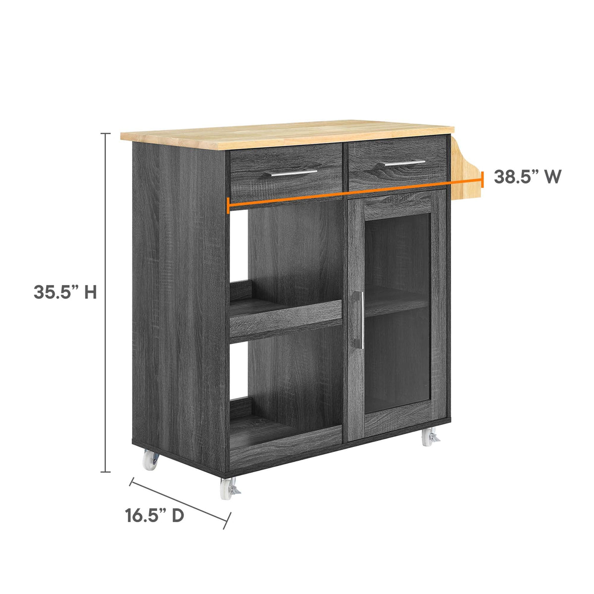 Culinary Kitchen Cart With Spice Rack - view 35