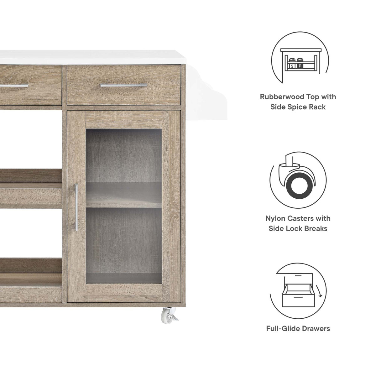Culinary Kitchen Cart With Spice Rack - view 40