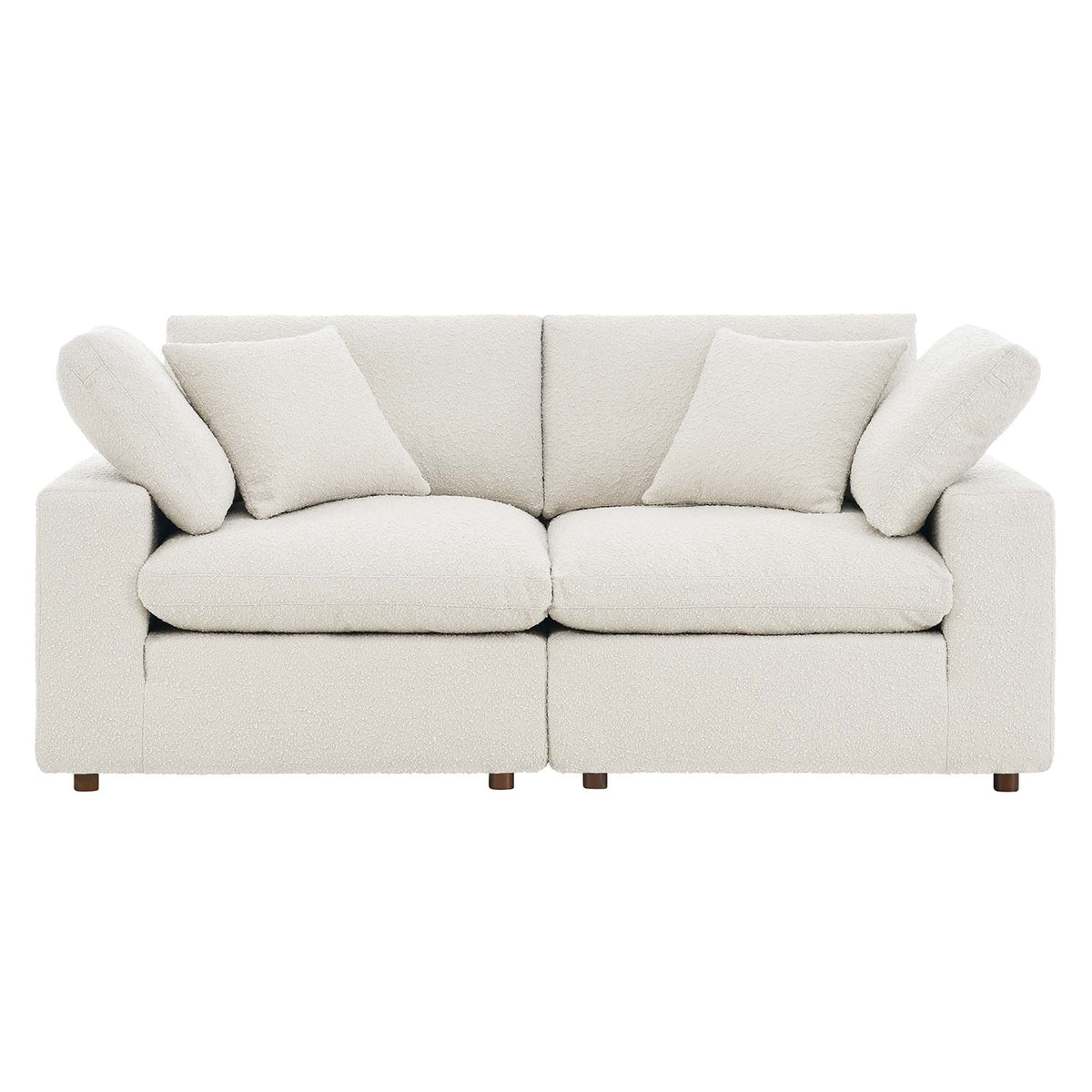 Commix Down Filled Overstuffed Boucle Fabric Loveseat