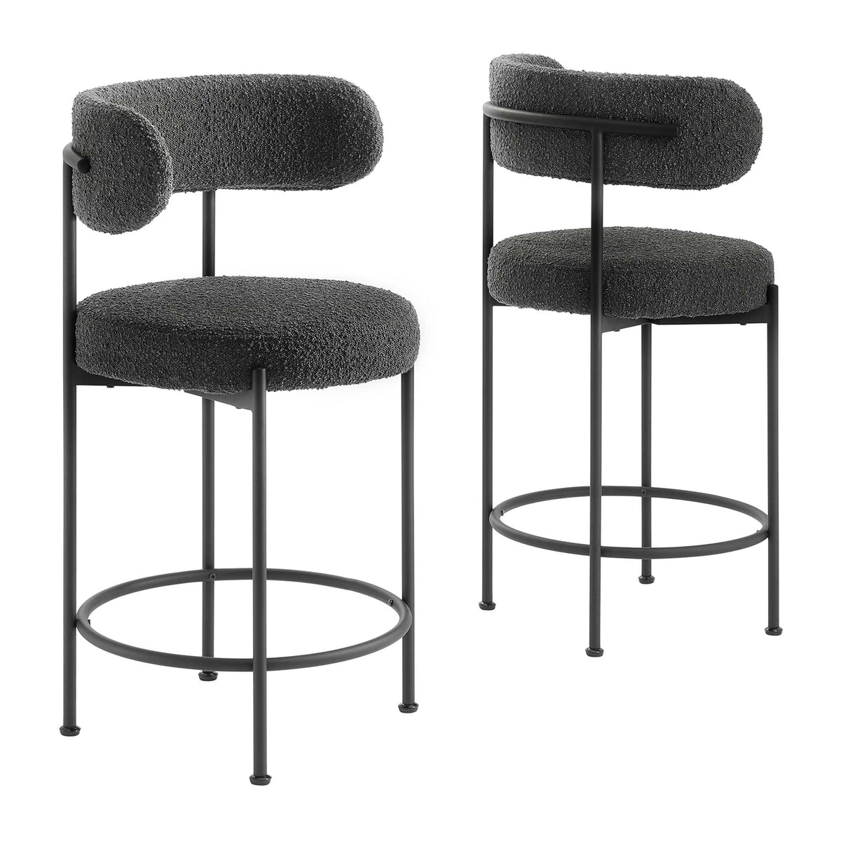 Albie Boucle Fabric Counter Stools - Set of 2 - view 1