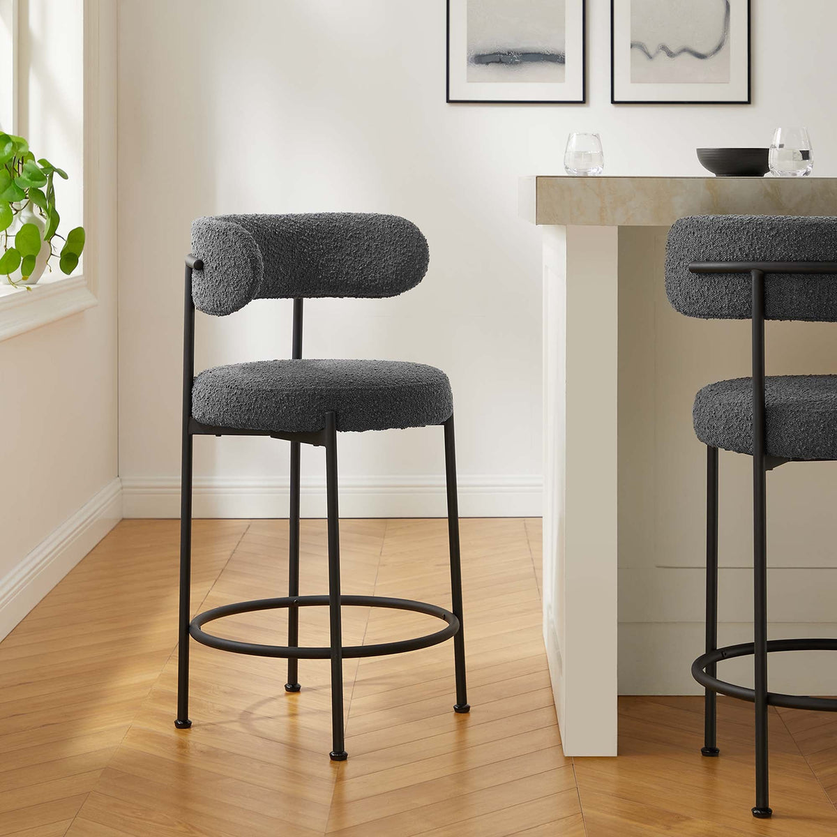 Albie Boucle Fabric Counter Stools - Set of 2 - view 19