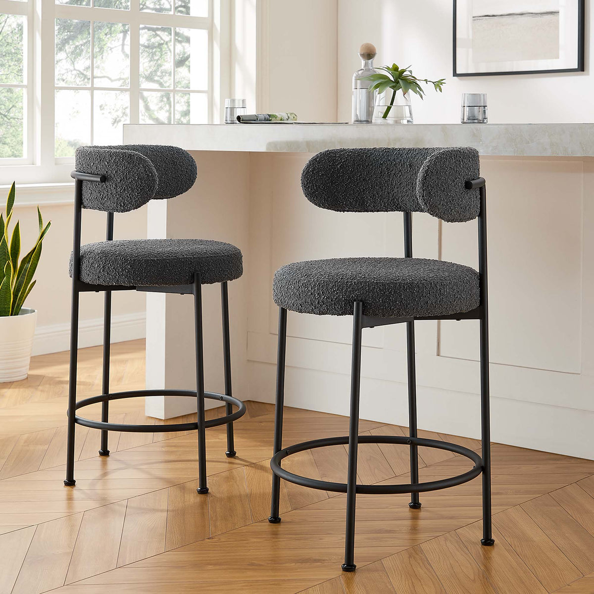 Albie Boucle Fabric Counter Stools - Set of 2 - view 21