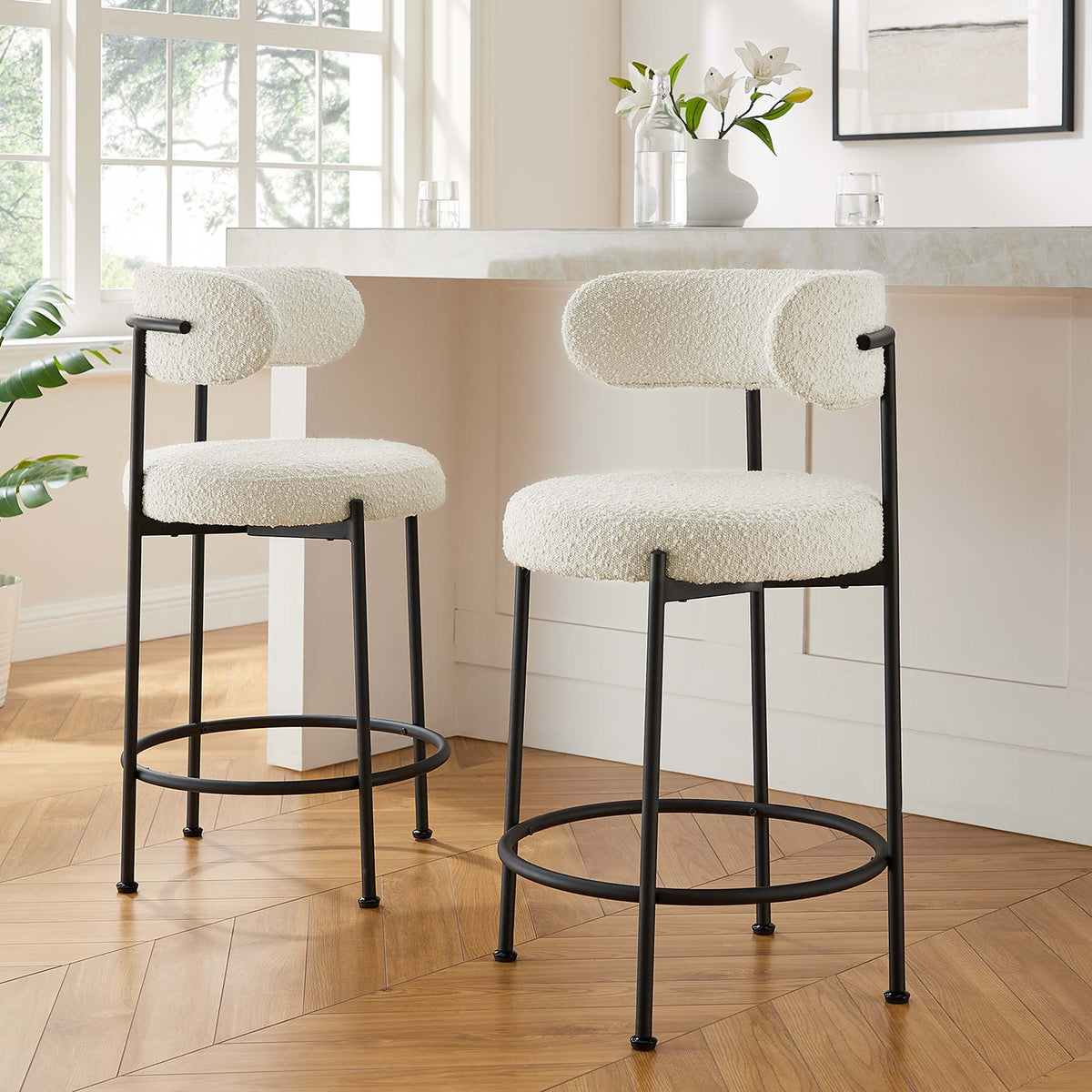 Albie Boucle Fabric Counter Stools - Set of 2 - view 22