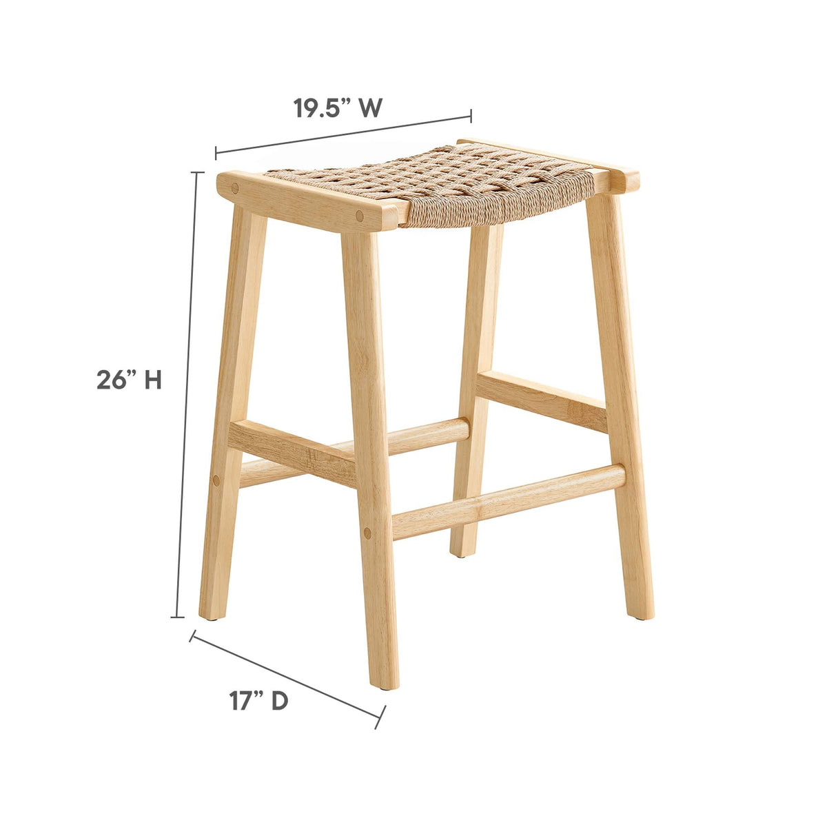 Saoirse Woven Rope Wood Counter Stool - Set of 2 - view 19