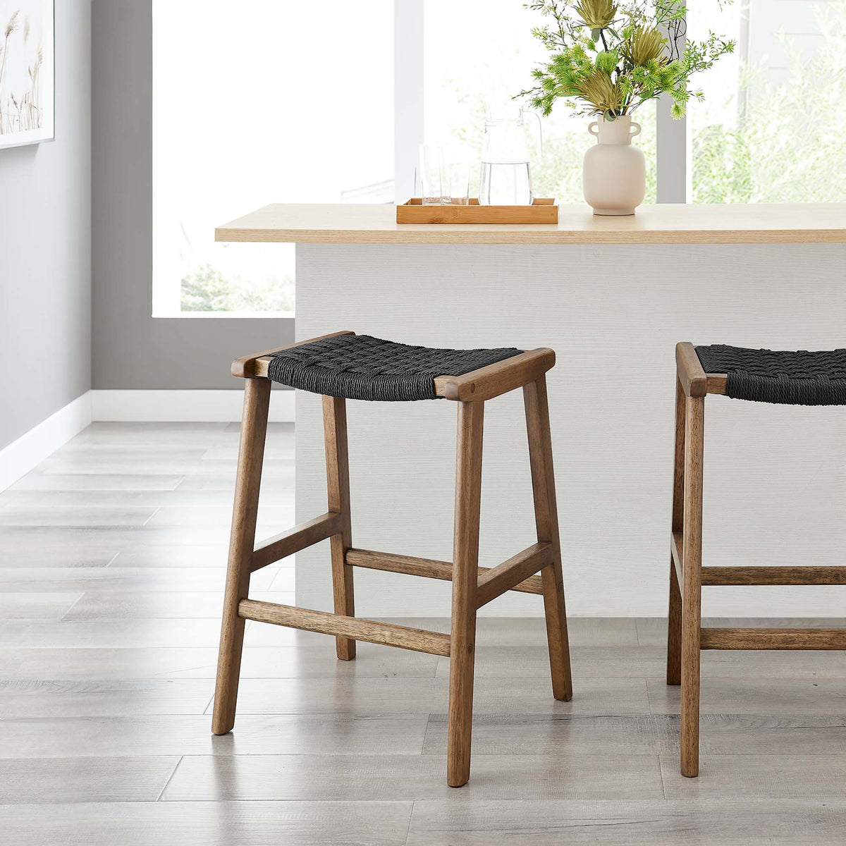 Saoirse Woven Rope Wood Counter Stool - Set of 2 - view 29