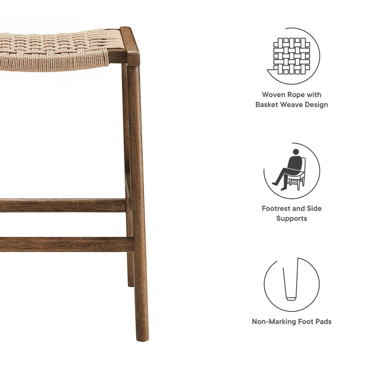 Saoirse Woven Rope Wood Counter Stool - Set of 2 - view 18