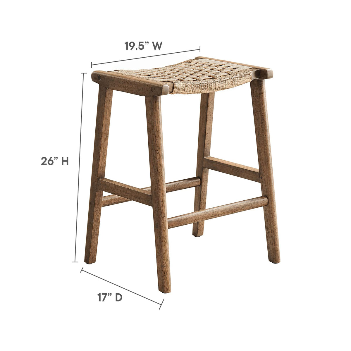 Saoirse Woven Rope Wood Counter Stool - Set of 2 - view 21