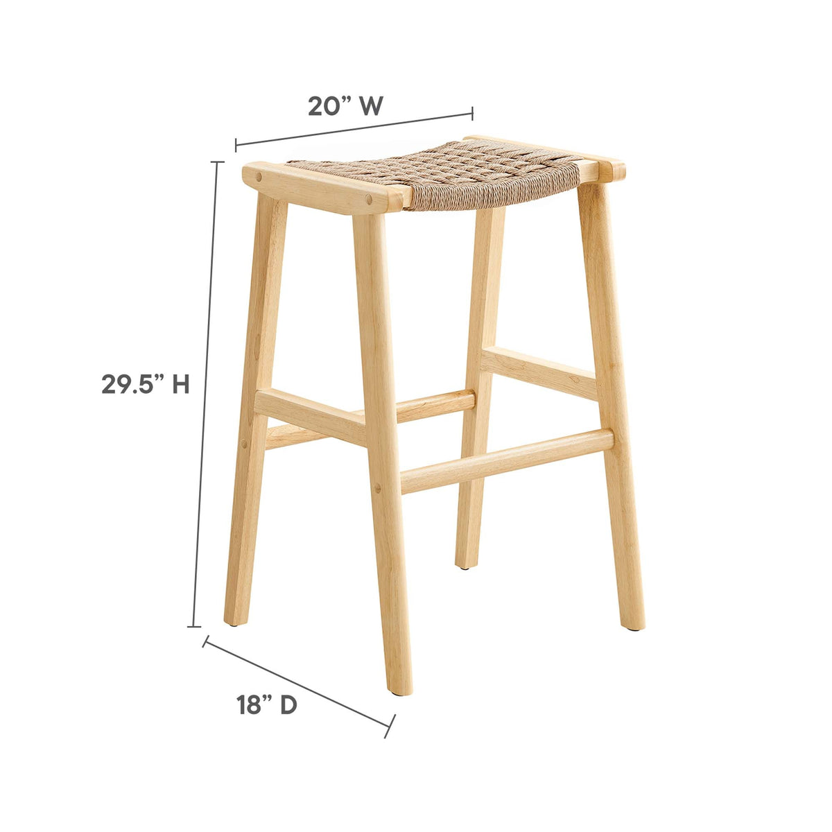 Saoirse Woven Rope Wood Bar Stool Set of 2