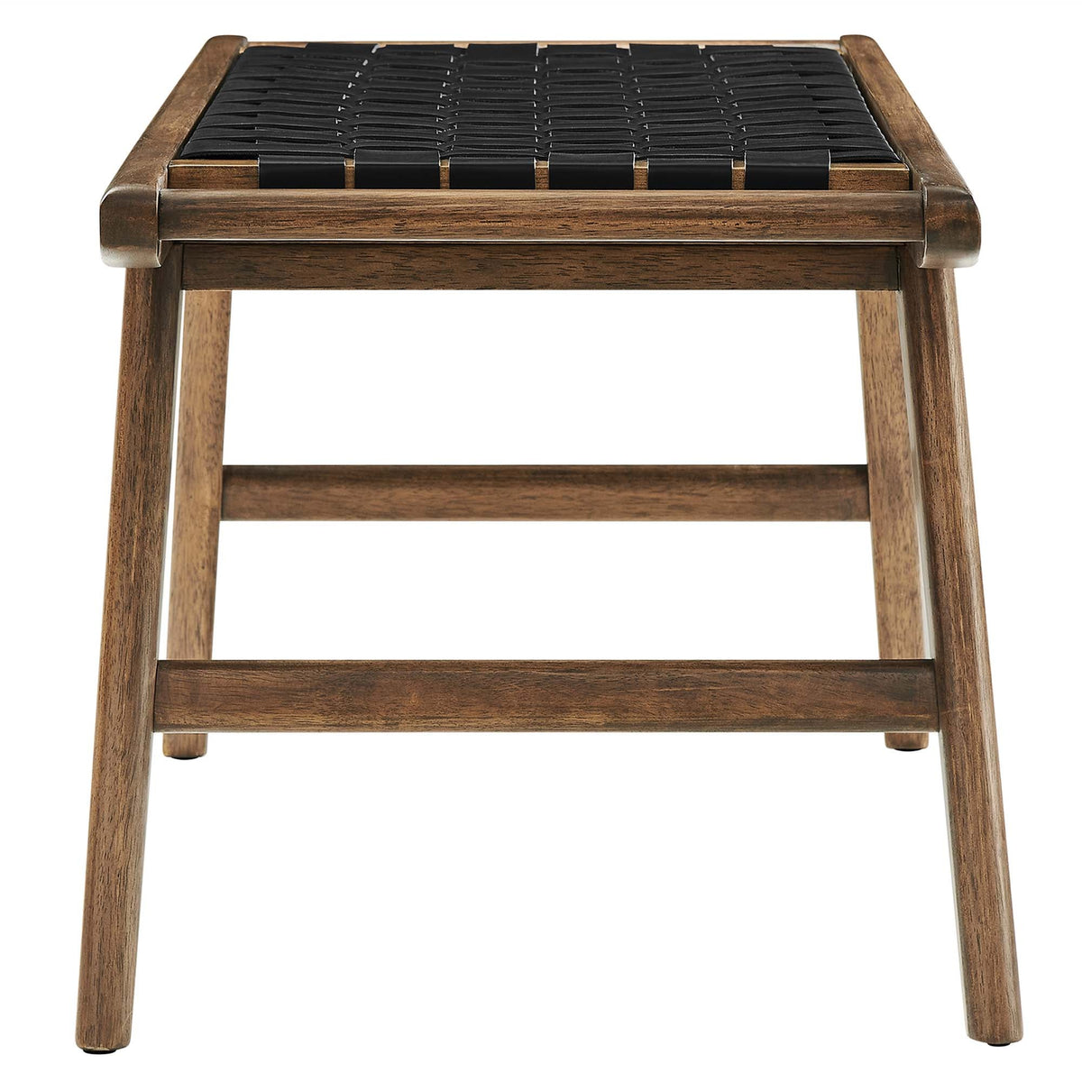 Saoirse 47" Faux Leather Wood Bench, Walnut Black - view 2