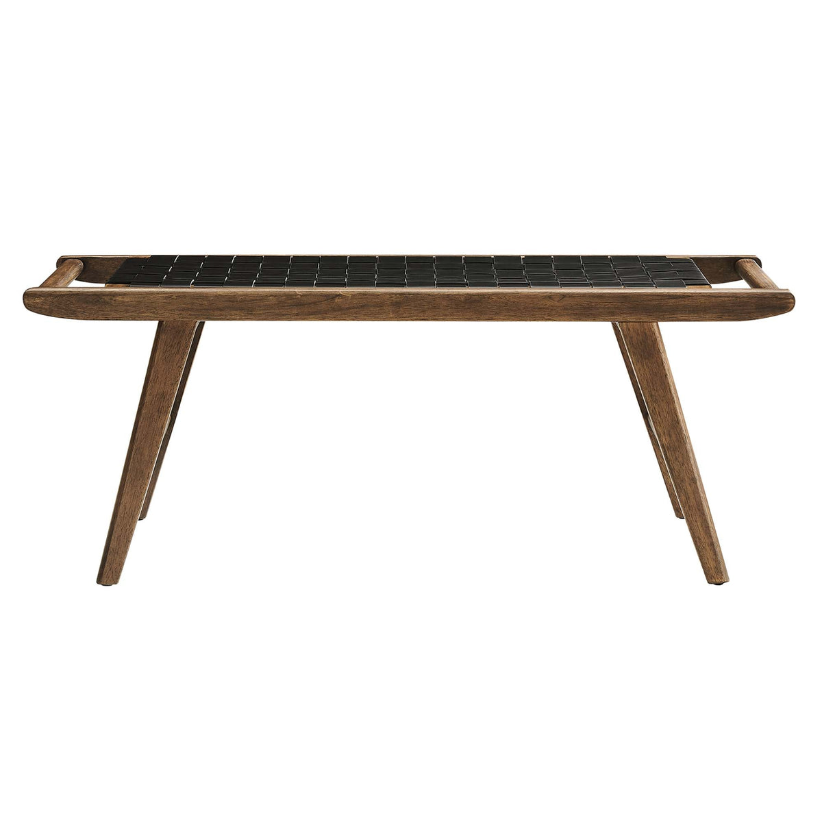 Saoirse 47" Faux Leather Wood Bench, Walnut Black - view 3