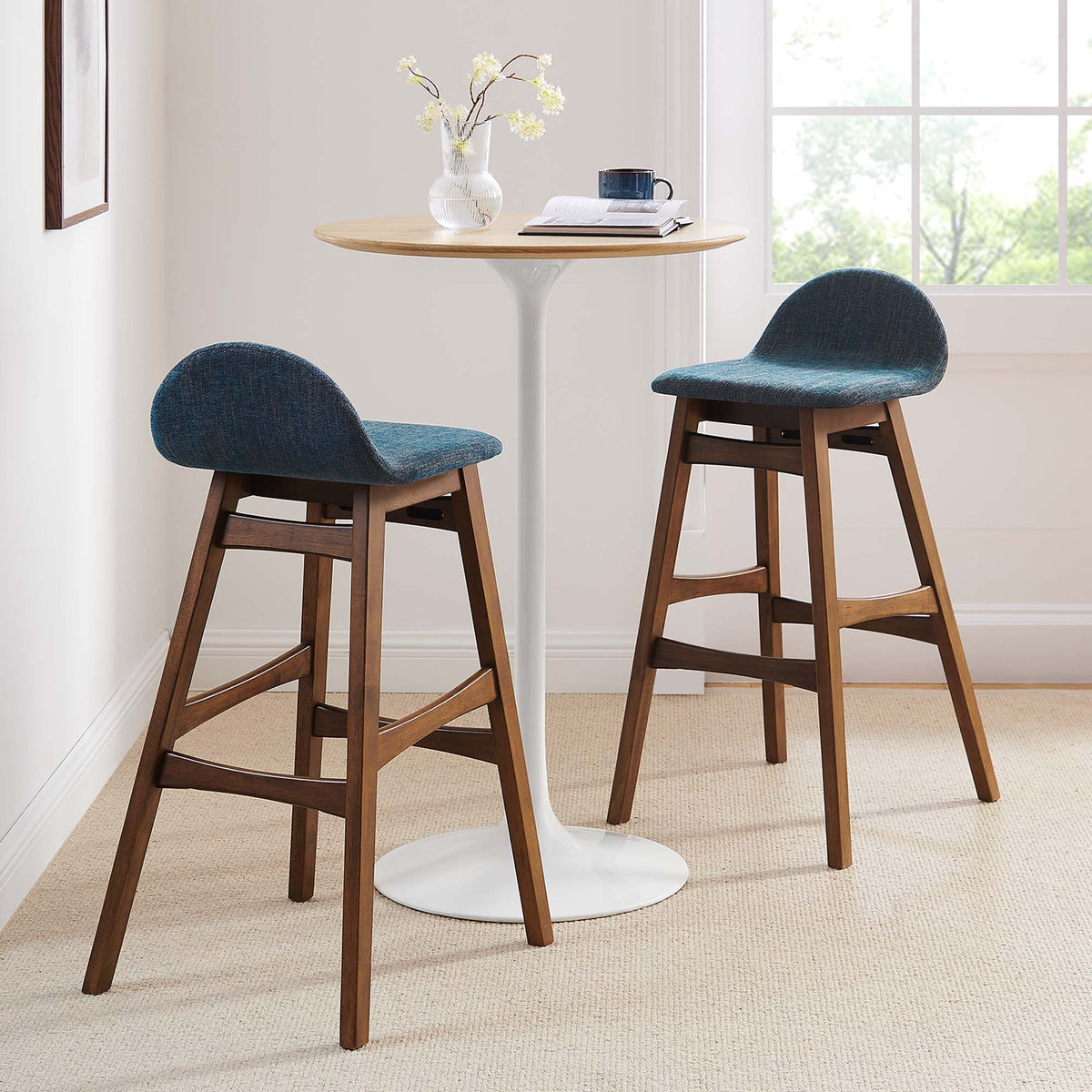 Juno Heathered Fabric Wood Bar Stool - Set of 2 - view 19