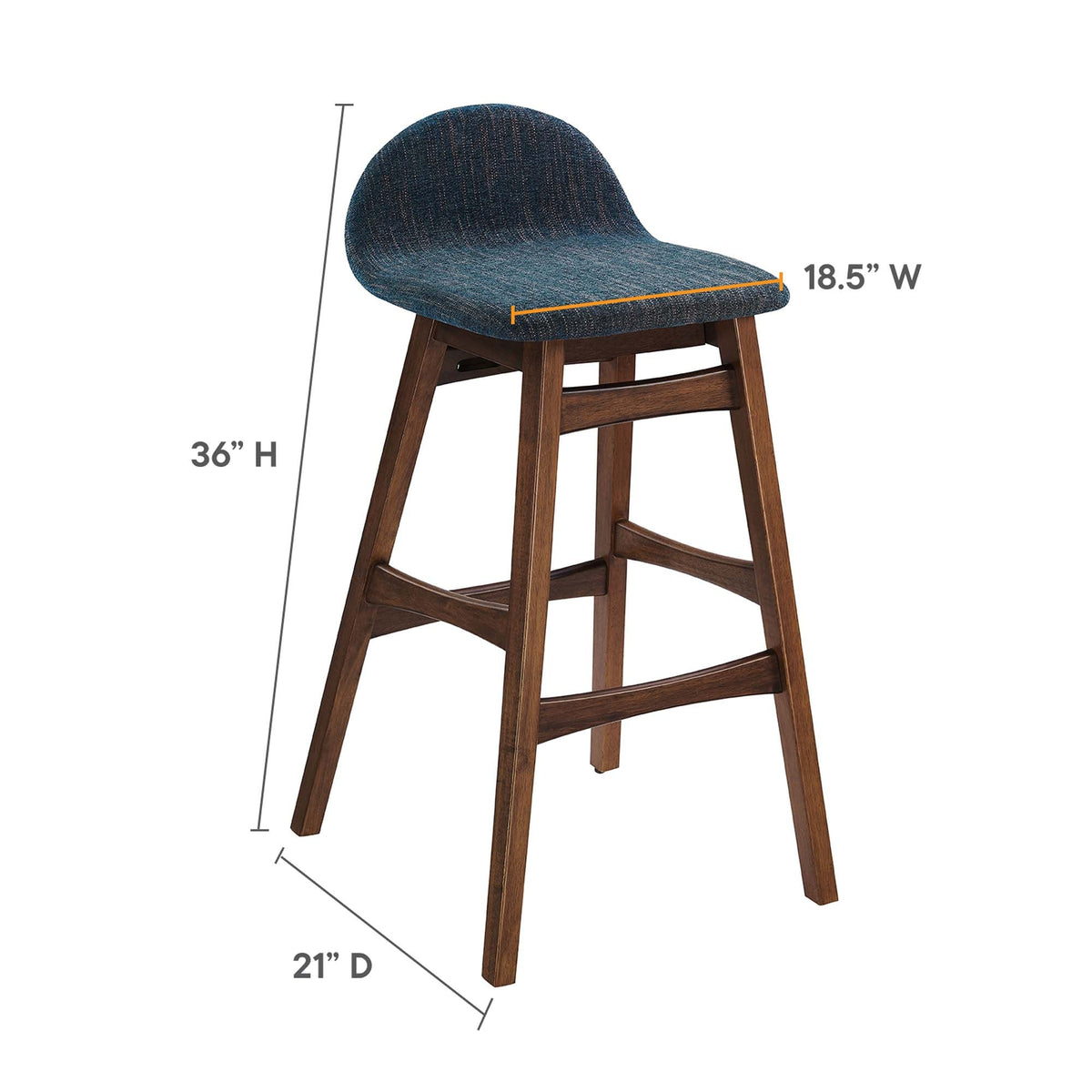 Juno Heathered Fabric Wood Bar Stool - Set of 2 - view 11