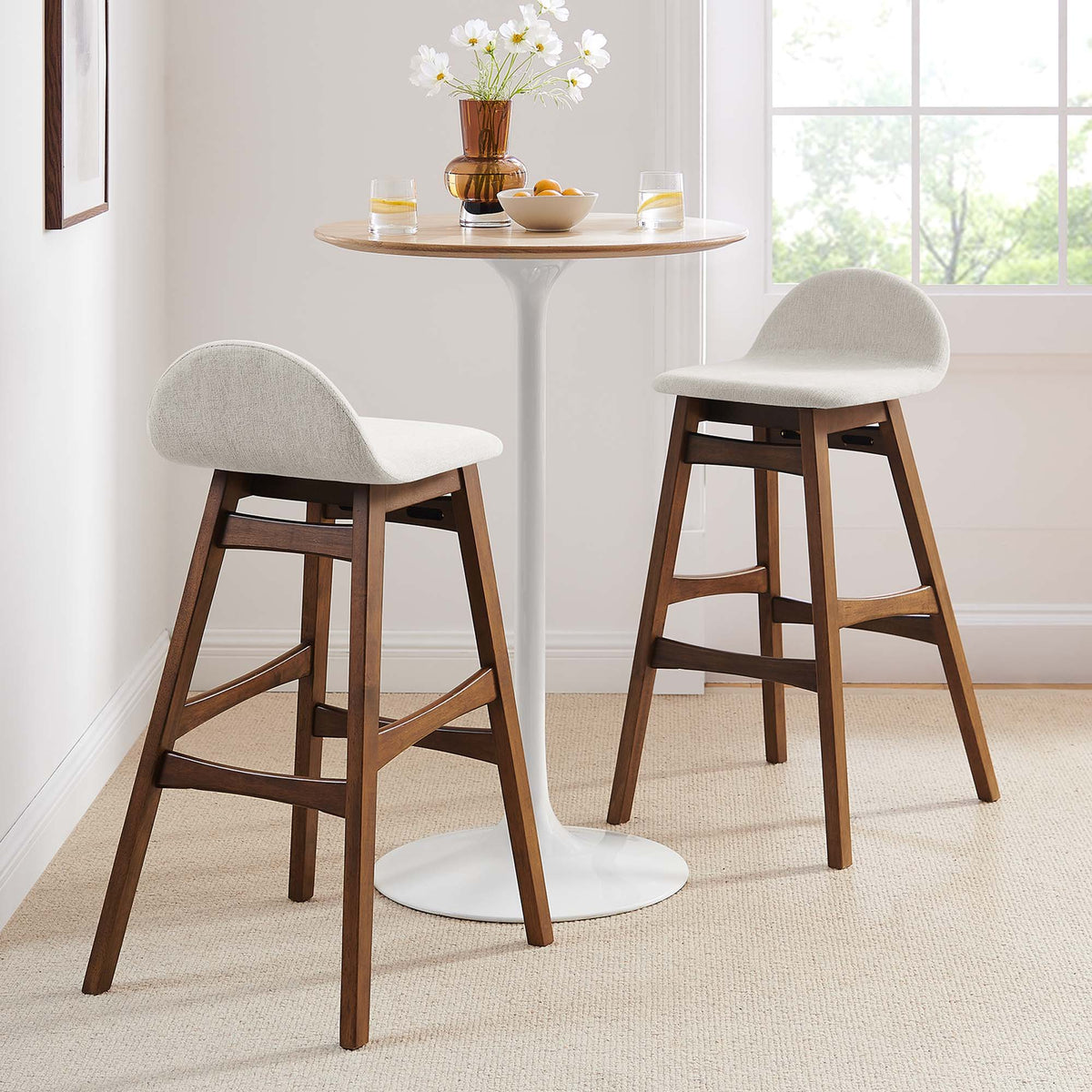 Juno Heathered Fabric Wood Bar Stool - Set of 2 - view 20
