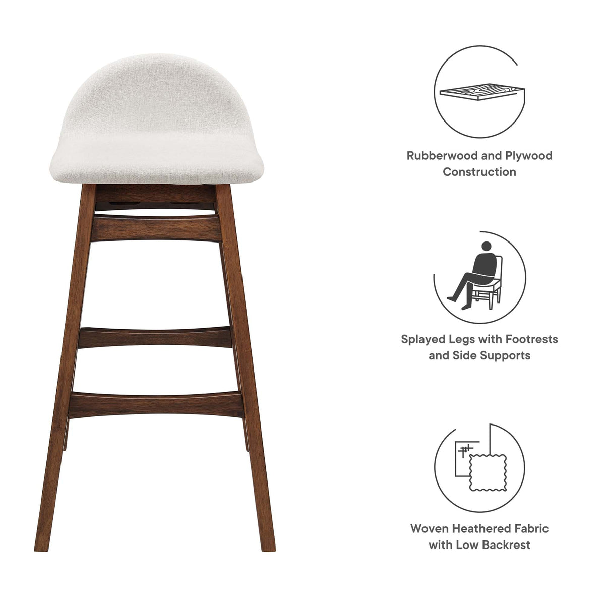 Juno Heathered Fabric Wood Bar Stool - Set of 2 - view 10