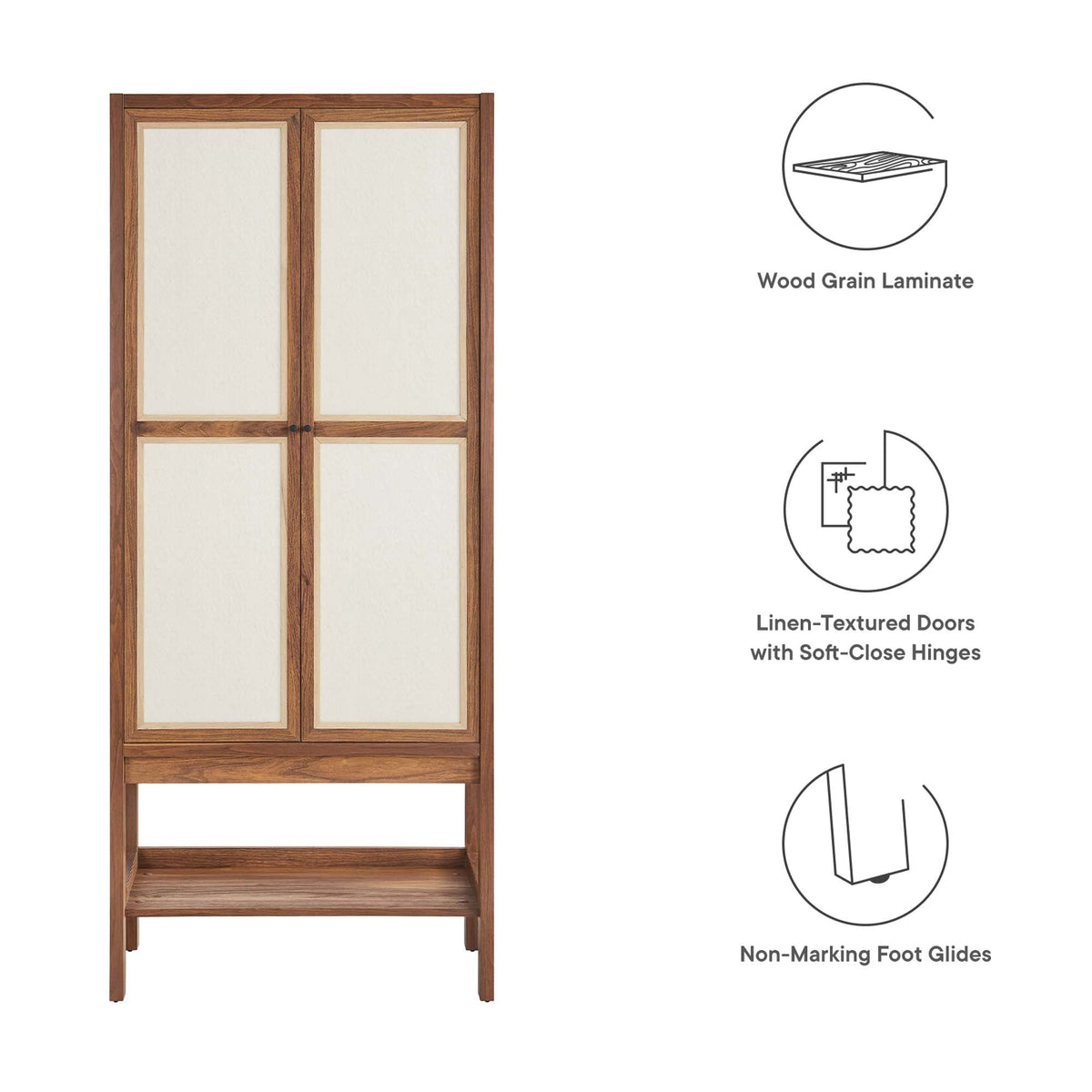 Capri Tall Wood Grain Standing Storage Cabinet - view 5