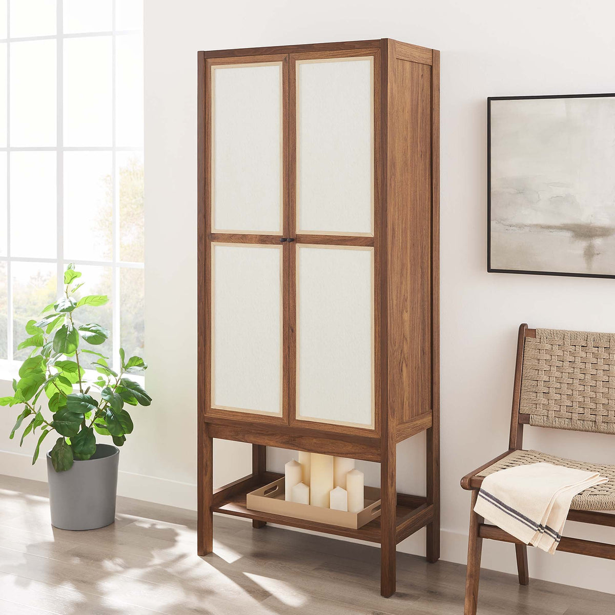 Capri Tall Wood Grain Standing Storage Cabinet - view 9