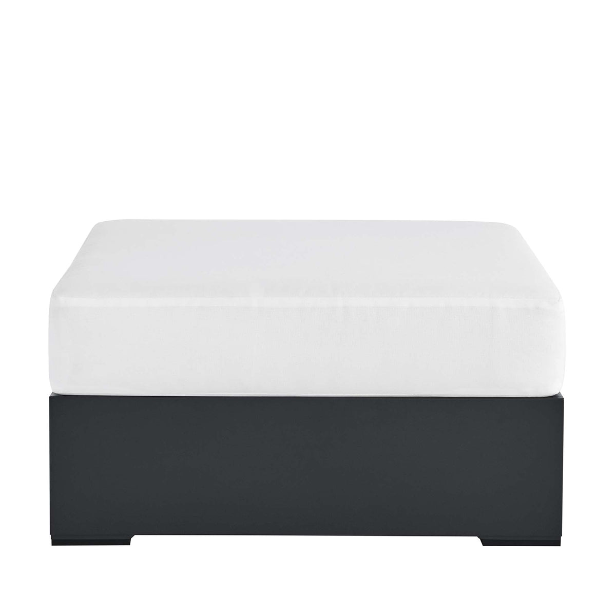 Tahoe Outdoor Patio Powder-Coated Aluminum Ottoman, Gray White - view 2