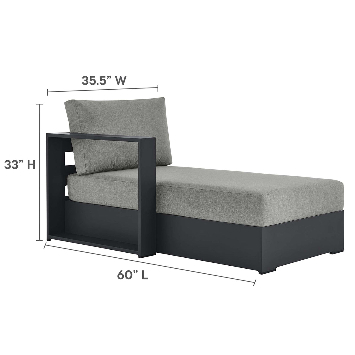 Tahoe Outdoor Patio Powder-Coated Aluminum Modular Left-Facing Chaise Lounge - view 20