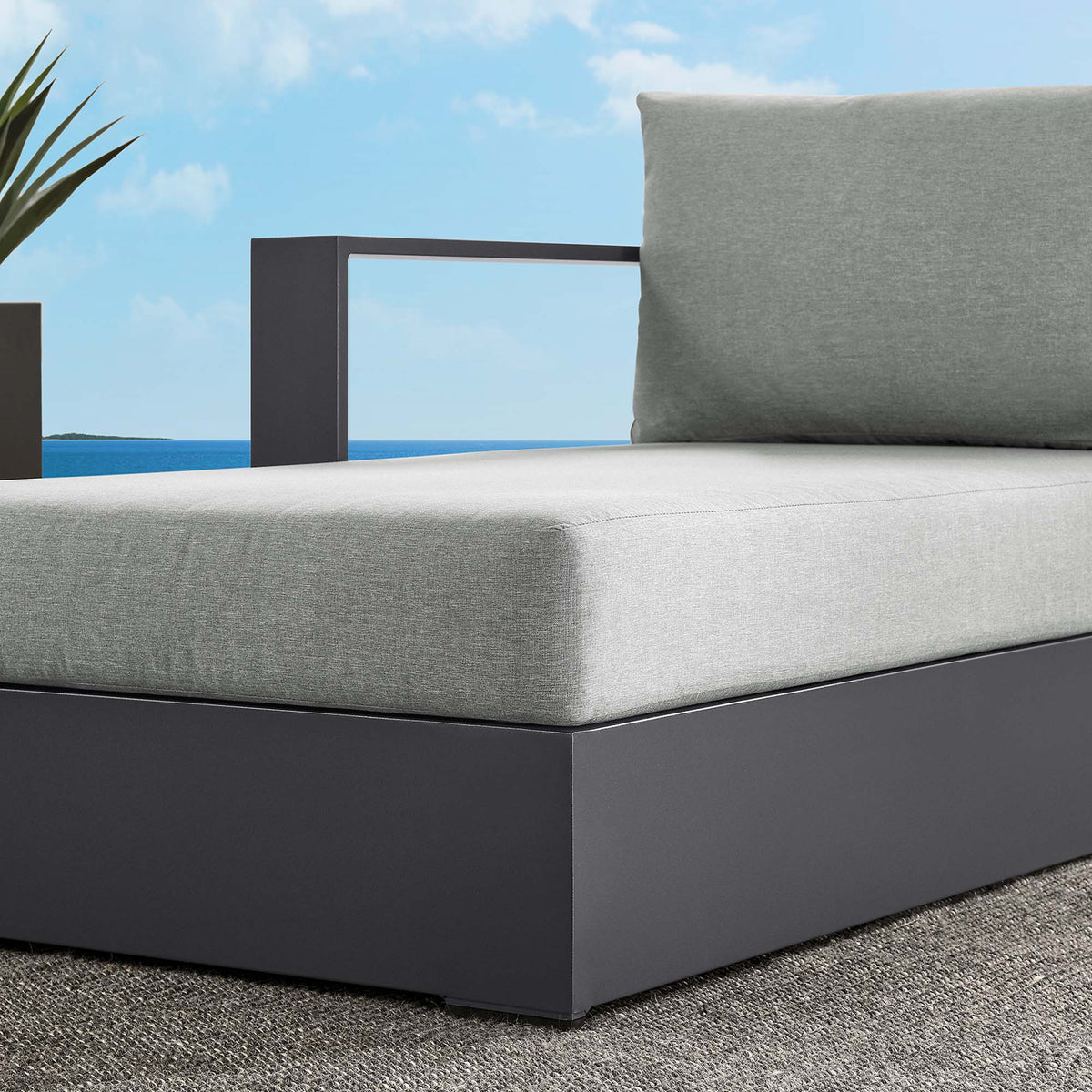 Tahoe Outdoor Patio Powder-Coated Aluminum Modular Left-Facing Chaise Lounge - view 23