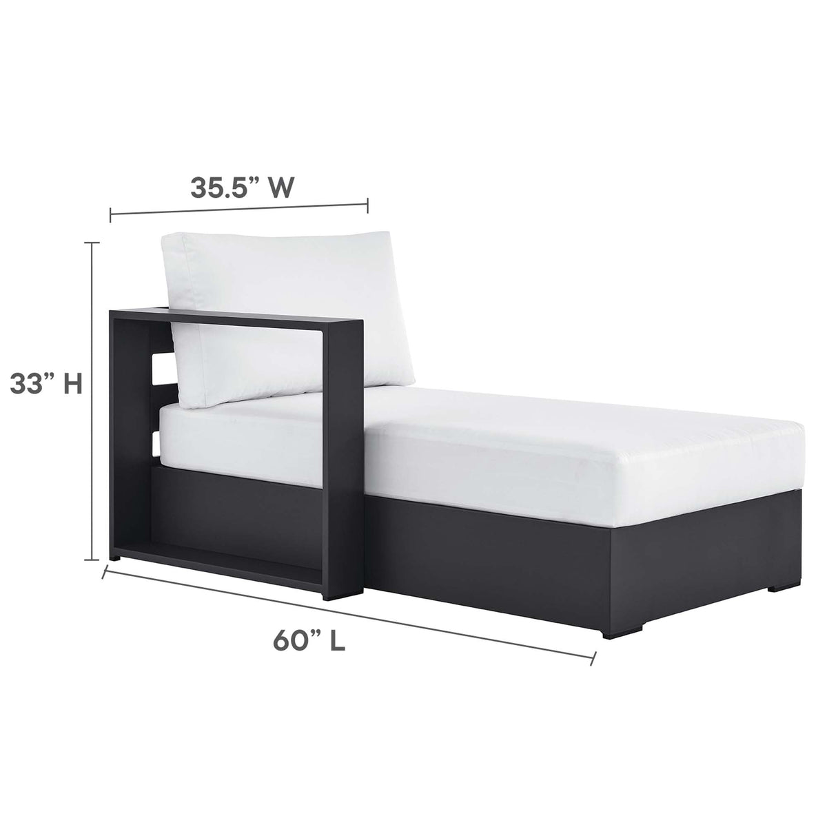 Tahoe Outdoor Patio Powder-Coated Aluminum Modular Left-Facing Chaise Lounge - view 21