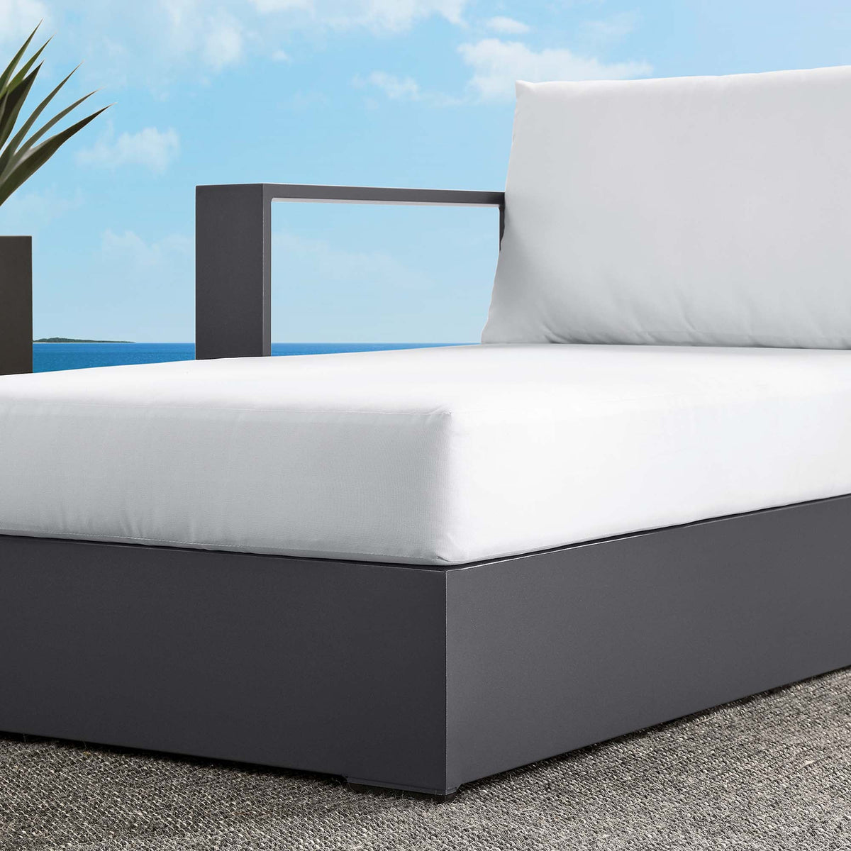Tahoe Outdoor Patio Powder-Coated Aluminum Modular Left-Facing Chaise Lounge - view 24