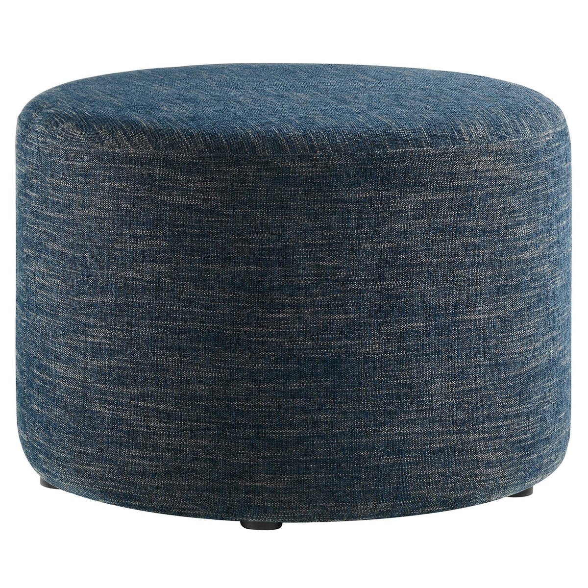 Callum Large 23" Round Woven Heathered Fabric Upholstered Ottoman - view 2