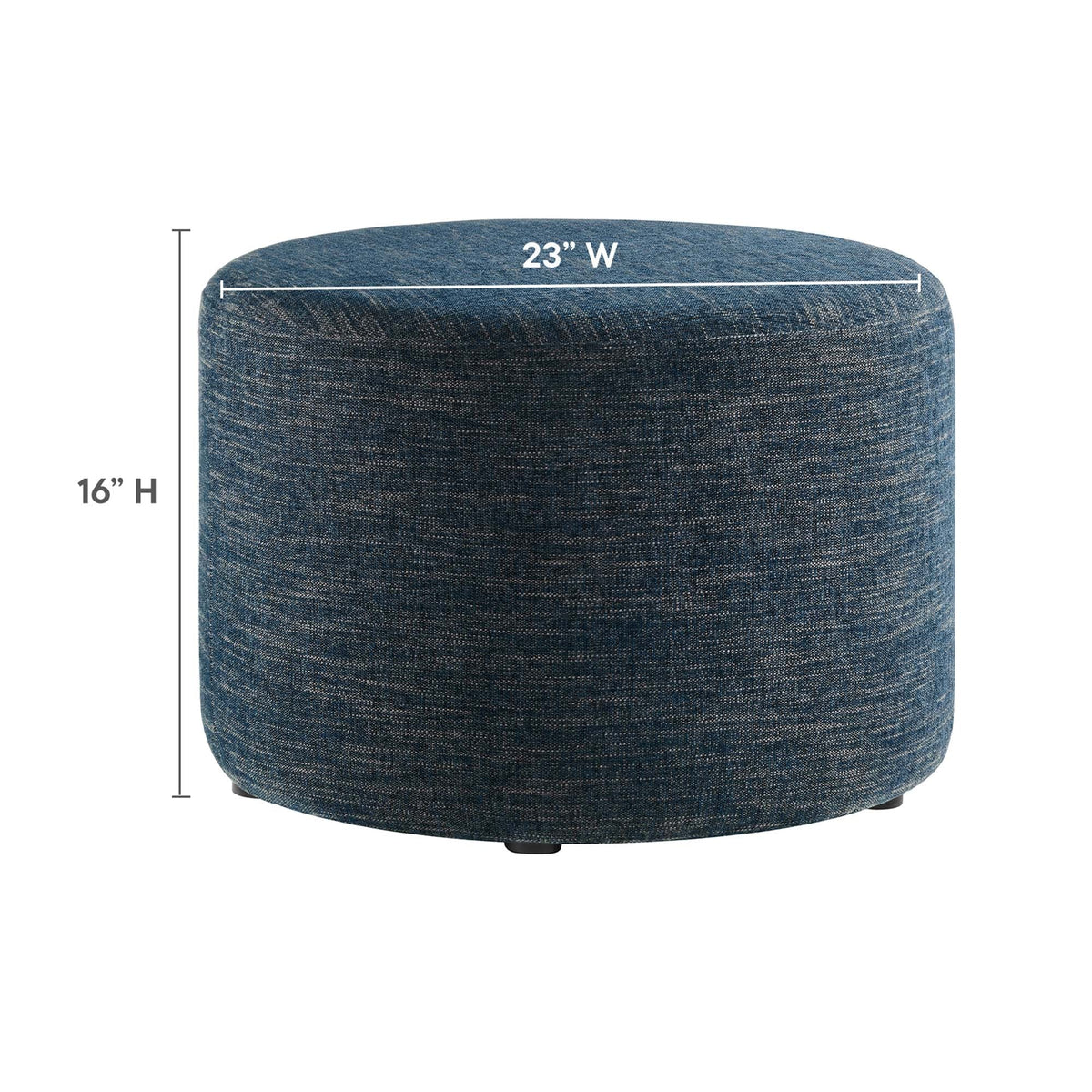 Callum Large 23" Round Woven Heathered Fabric Upholstered Ottoman - view 17