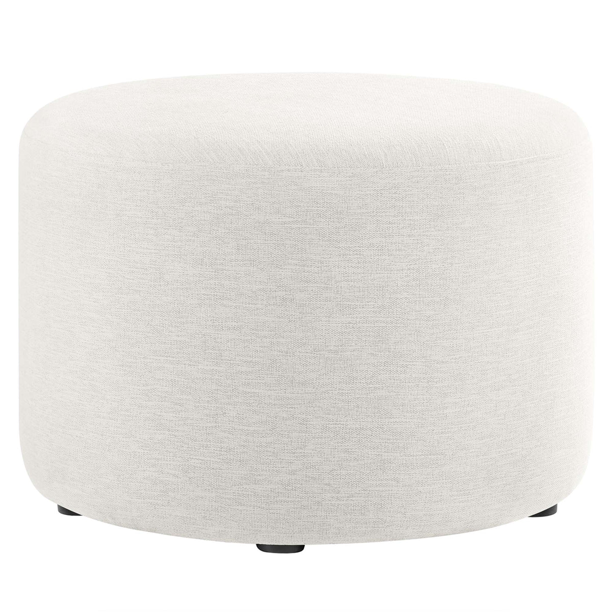 Callum Large 23" Round Woven Heathered Fabric Upholstered Ottoman - view 1